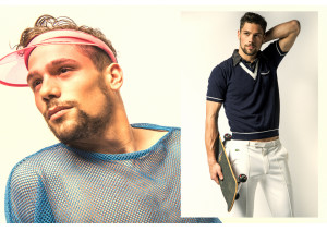 On the left: visor and mesh T-shirt vintage Archivio Guerrini; on the right: total look vintage Archivi Mazzini