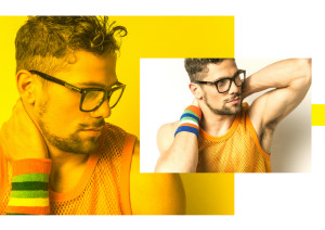 Mesh tank top and armband vintage Archivio Guerrini, glasses Tom Ford Eyewear by Marcolin (preview f/w collection)